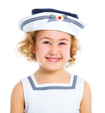 Kırmızı elbise sevimli küçük kız