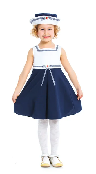 Söt liten flicka i vacker klänning — Stockfoto
