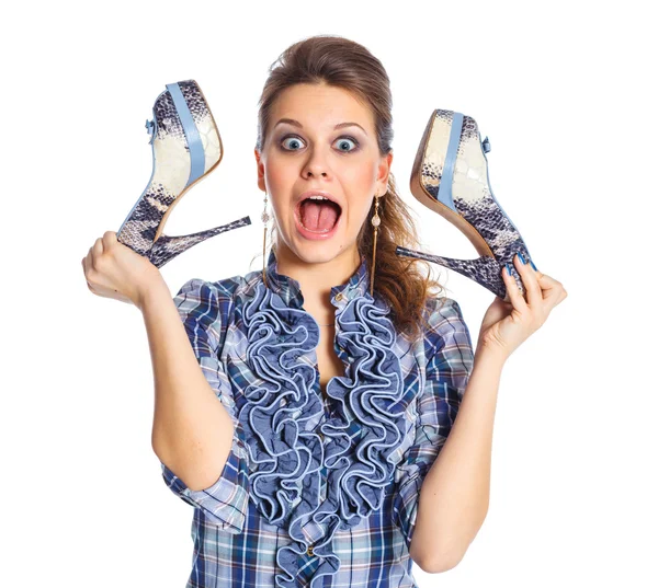 Girl and shoe — Stock Photo, Image