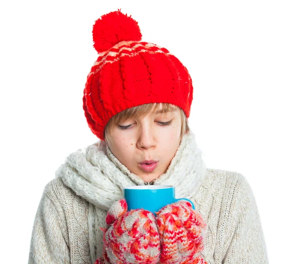 Porträt eines kleinen Jungen im Winter-Stil — Stockfoto