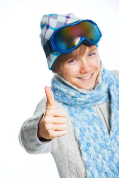 Portrait of a caucasian teenager in ski wearing — Stock Photo, Image