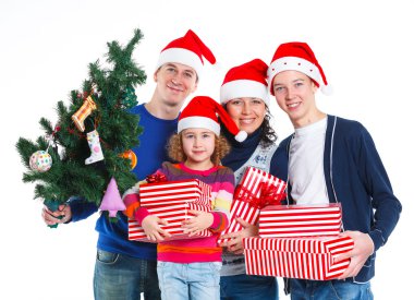 ailenin santa's şapkalı
