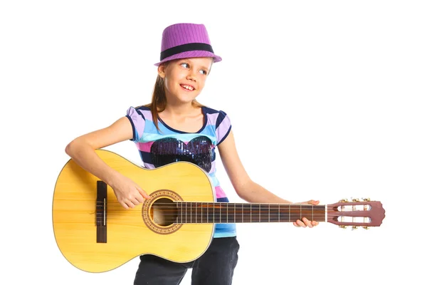 Girl with classical Spanish guitar — Stock Photo, Image