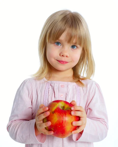 Νεαρό κορίτσι με μήλο — Φωτογραφία Αρχείου
