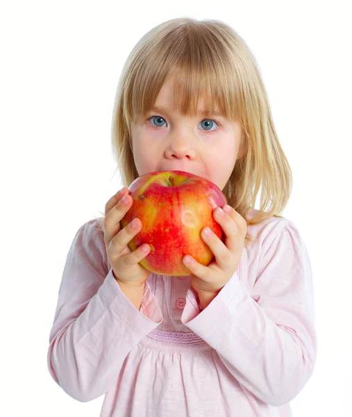 Mladá dívka s apple — Stock fotografie