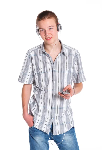 Menino adolescente com mp3 jogador — Fotografia de Stock