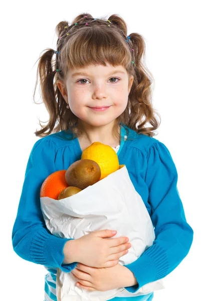 Girl with fruit — Stock Photo, Image