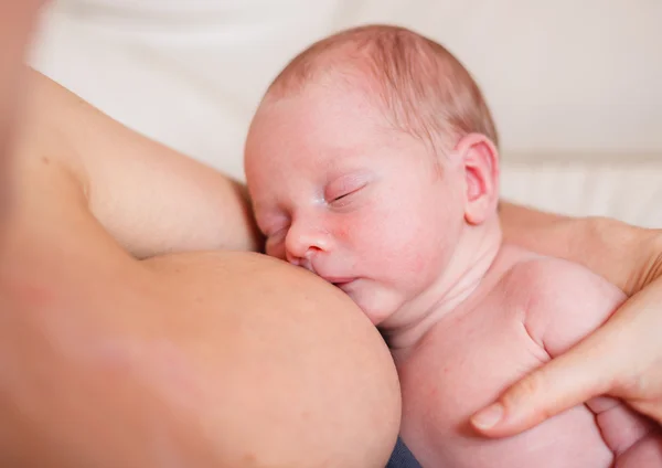 婴儿的母乳喂养 — 图库照片