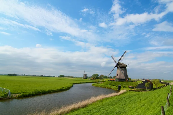 Väderkvarnar i holland — Stockfoto