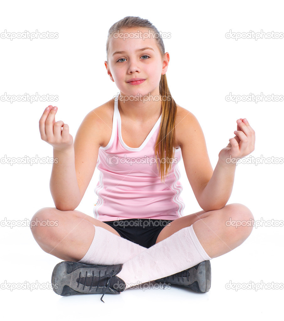 Young fitness girl - isolated over a white background