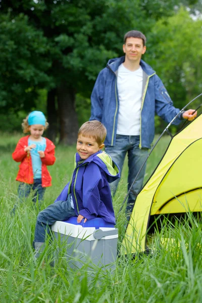 Young boy camping — Stock Photo, Image