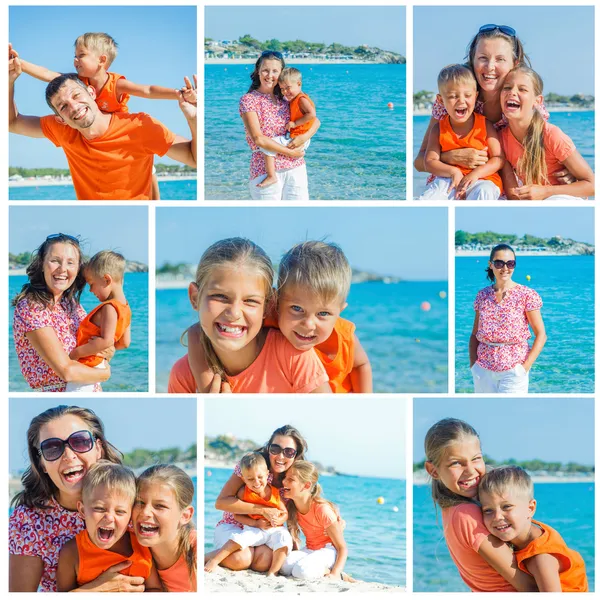 Foto de familia feliz en la playa —  Fotos de Stock