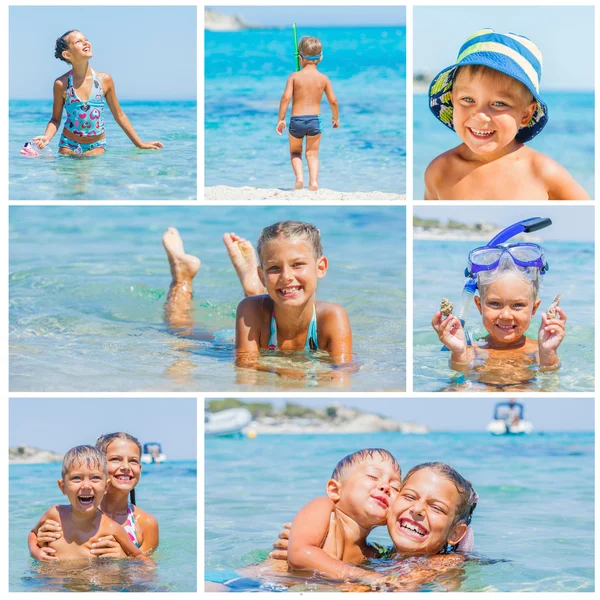 Дети играют в море — стоковое фото
