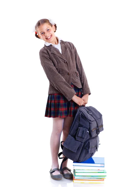 Portret van vrolijke schoolmeisje — Stockfoto