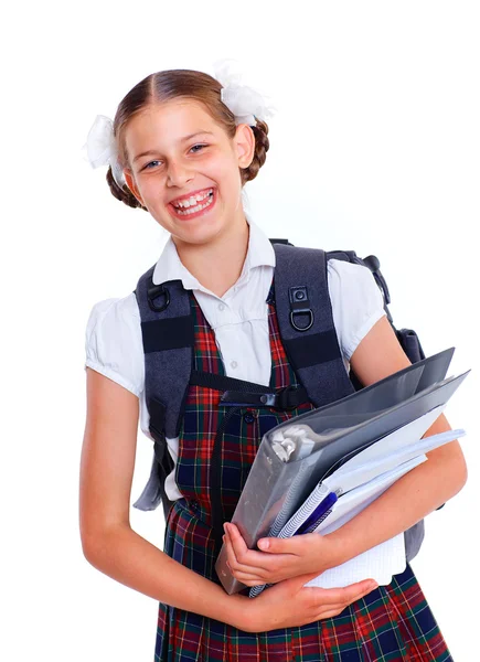 Portrait of cheerful schoolgirl — Stock Photo, Image