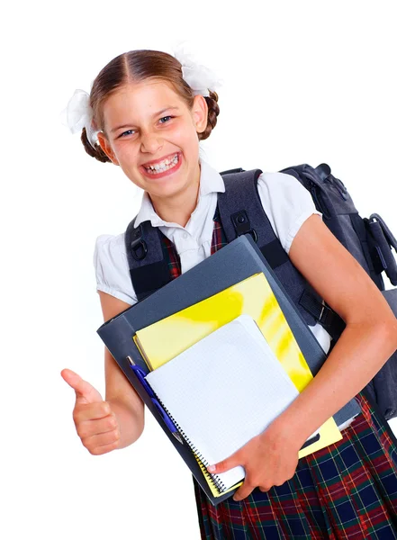 Portrait of cheerful schoolgirl — Stock Photo, Image