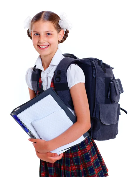 Portrait of cheerful schoolgirl — Stock Photo, Image