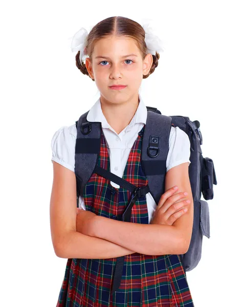 Portret van vrolijke schoolmeisje — Stockfoto