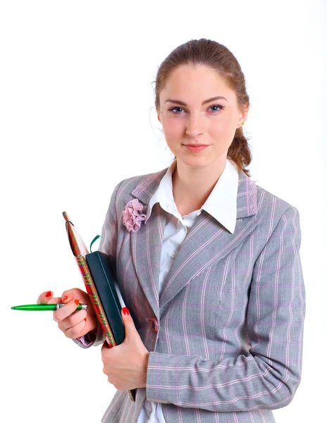 Chica universitaria sosteniendo libros — Foto de Stock