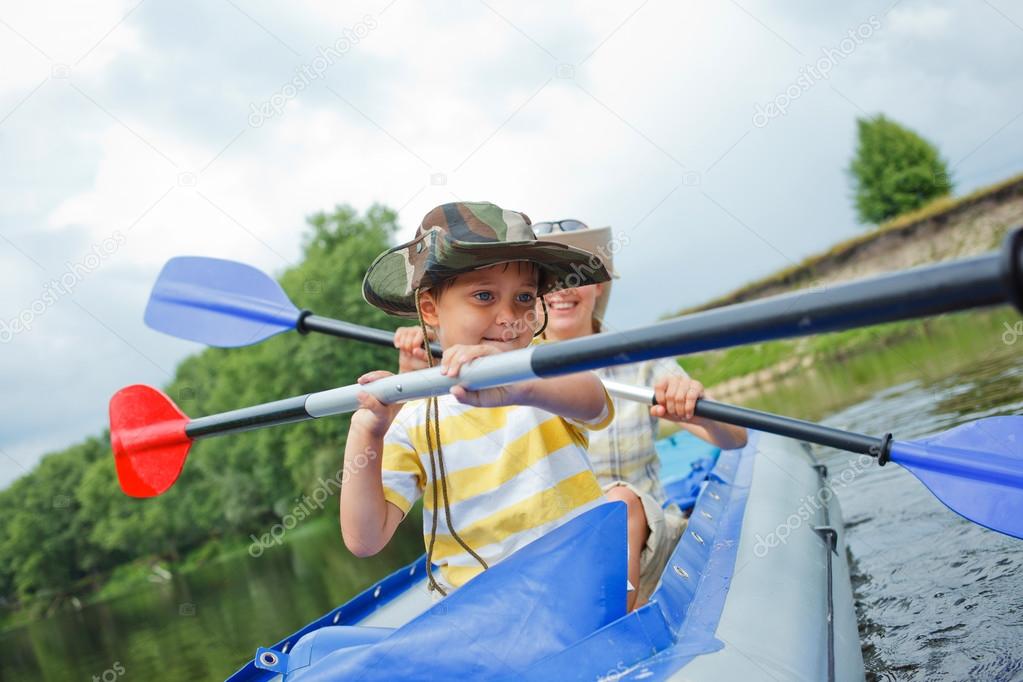 Family kayaking