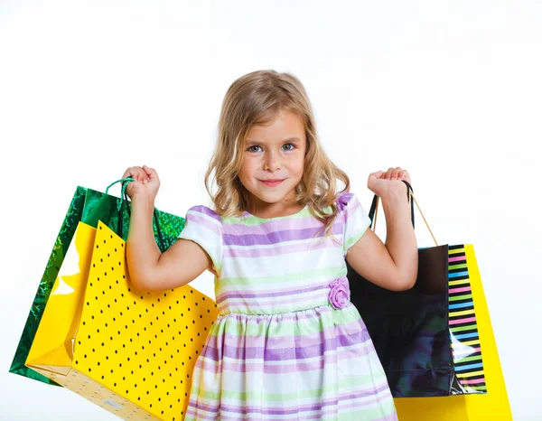 Chica con bolsas de compras — Foto de Stock