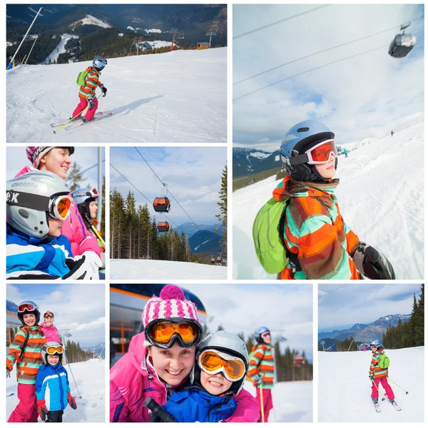 Kayak, kış, Aile — Stok fotoğraf