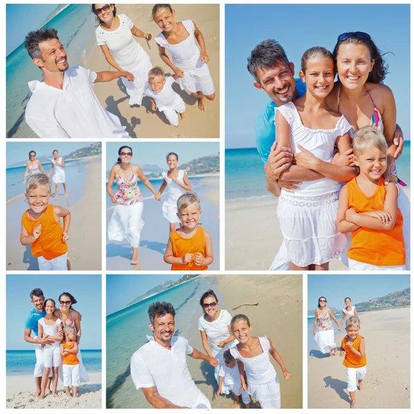 Famiglia avendo divertente su spiaggia — Foto Stock