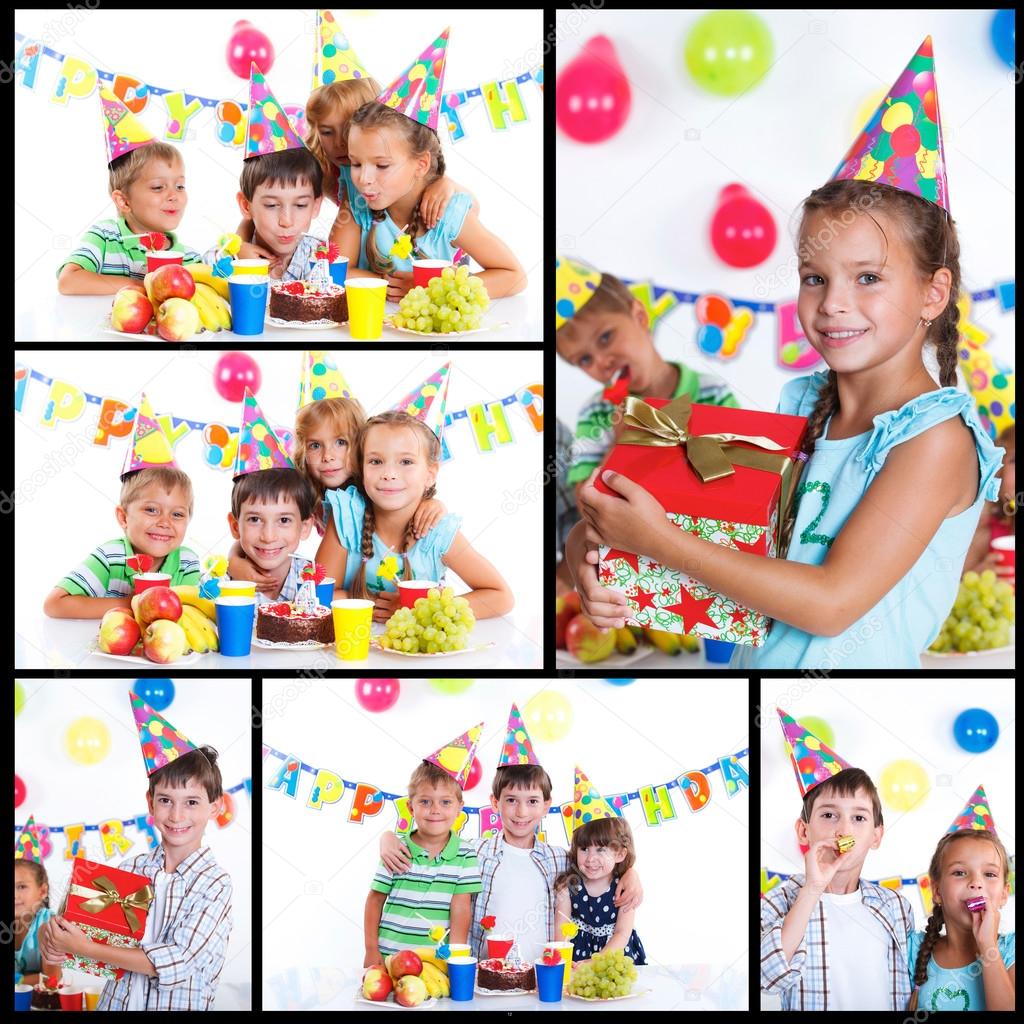 Kids with birthday cake