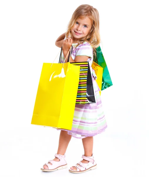 Chica con bolsas de compras — Foto de Stock