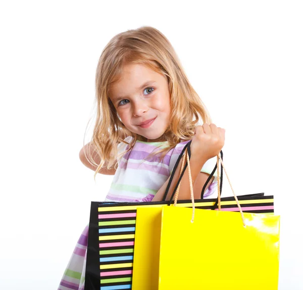 Fille avec des sacs à provisions — Photo