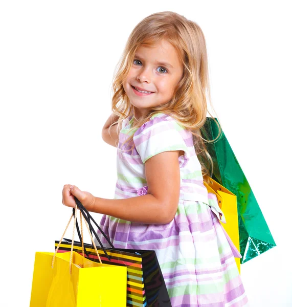 Chica con bolsas de compras — Foto de Stock