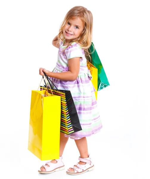 Fille avec des sacs à provisions — Photo