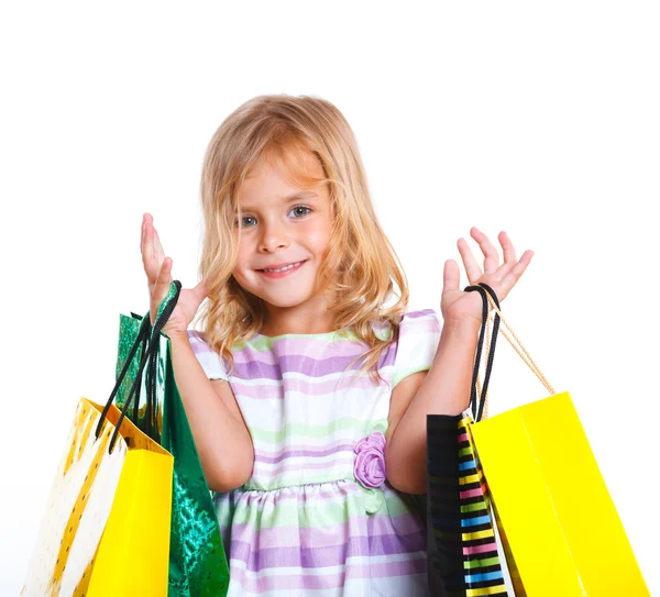 Fille avec des sacs à provisions — Photo