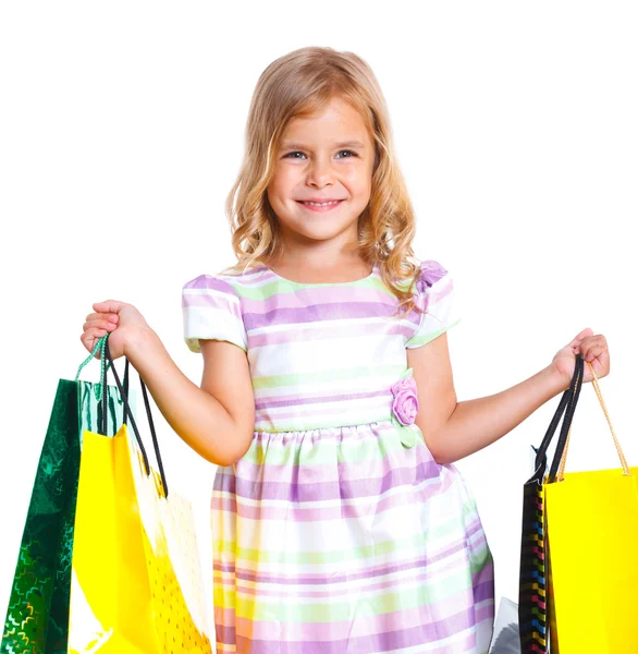 Chica con bolsas de compras Fotos de stock libres de derechos