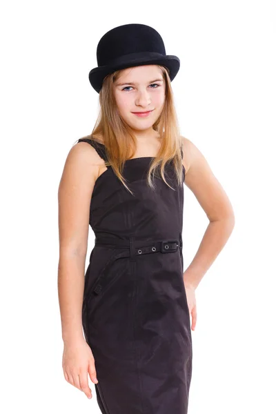 Girl in bowler hat — Stock Photo, Image