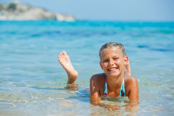 Swimming cute girl — Stock Photo, Image