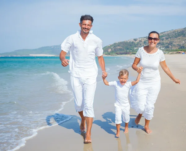 Familjen att ha kul på stranden — Stockfoto