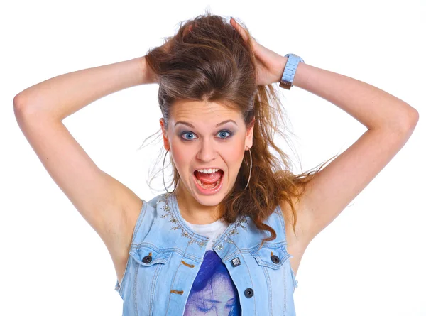 Girl grimacing — Stock Photo, Image