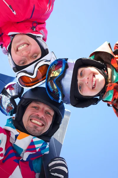 Skiing, winter fun - skiers enjoying ski holidays — Stock Photo, Image