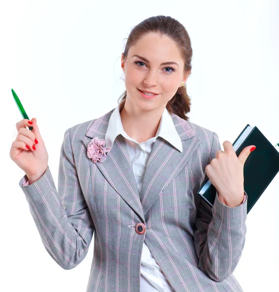 Chica universitaria sosteniendo libros — Foto de Stock