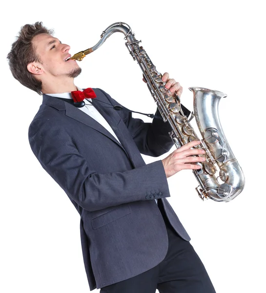 Человек с саксофоном — стоковое фото