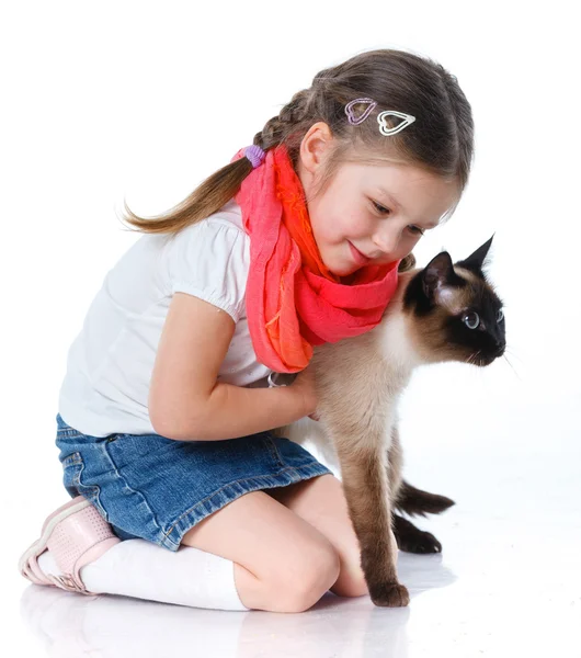 Little girl and cat — Stock Photo, Image