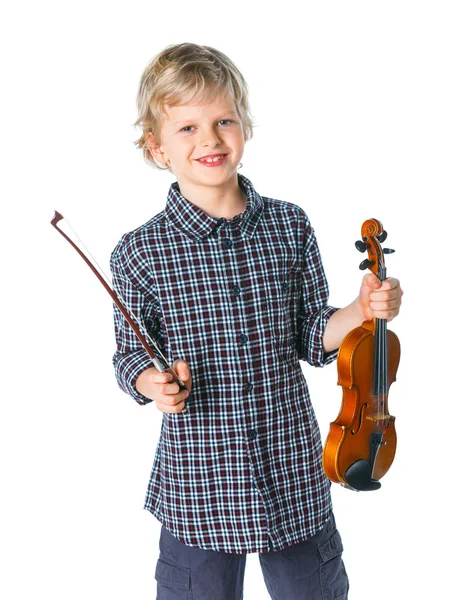 Boy little violinist — Stock Photo, Image