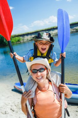 Family kayaking