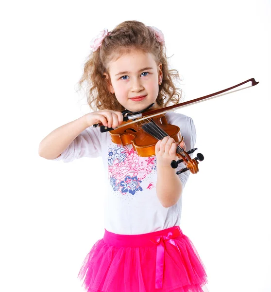 Menina pequena violinista — Fotografia de Stock