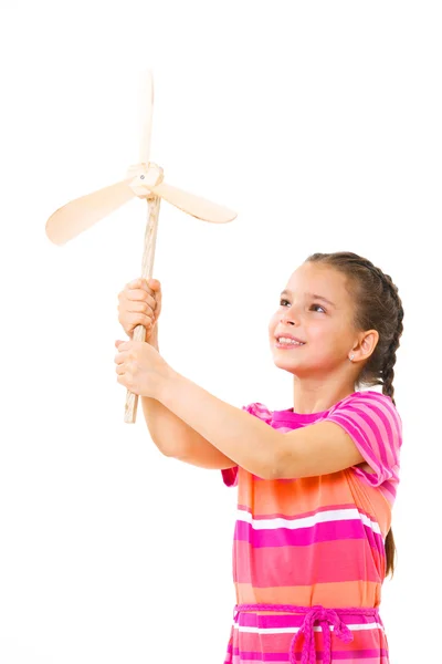 Kind mit Windmühlenspielzeug — Stockfoto