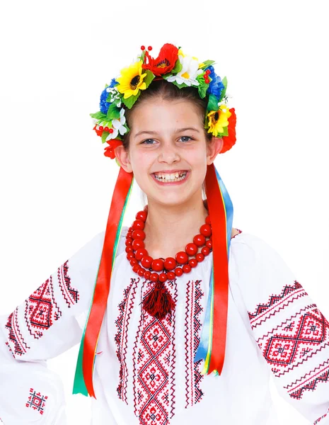 Girl wears Ukrainian national dress — Stock Photo, Image