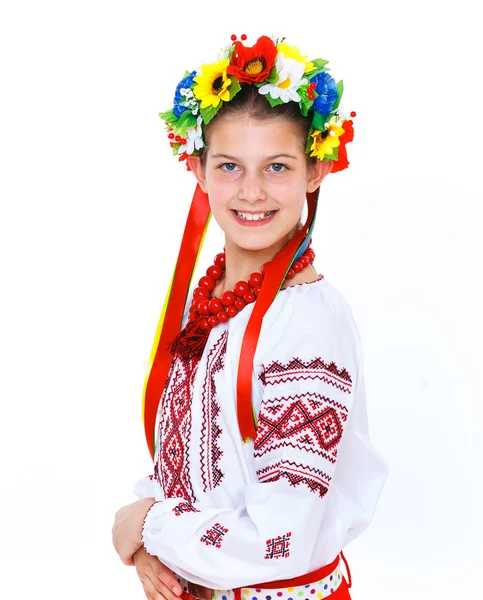 Girl wears Ukrainian national dress — Stock Photo, Image