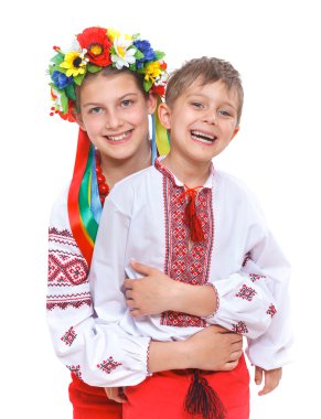kız ve oğlan Ulusal Ukrayna kostüm