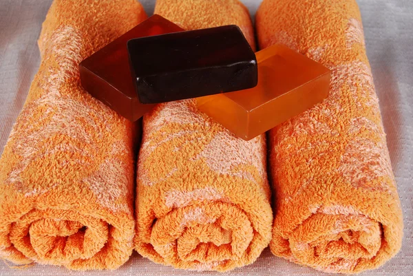 Asciugamani e saponi — Foto Stock